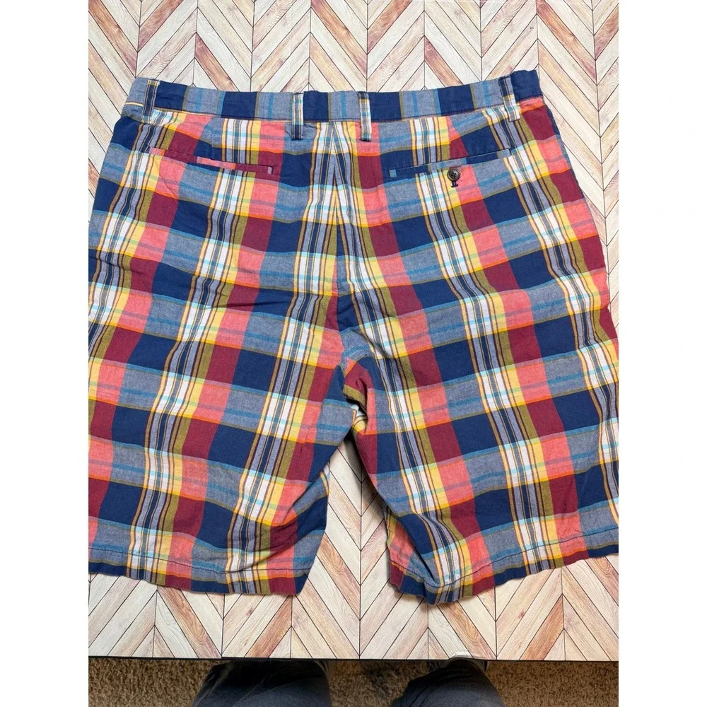 Banana Republic Mens‎ Plaid Madras Shorts Size 38 Blue Red Yellow Preppy Golf